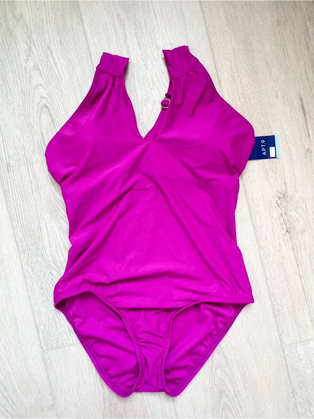 Apt. 9 Bright Fuchsia V-Neck One-Piece Swimsuit